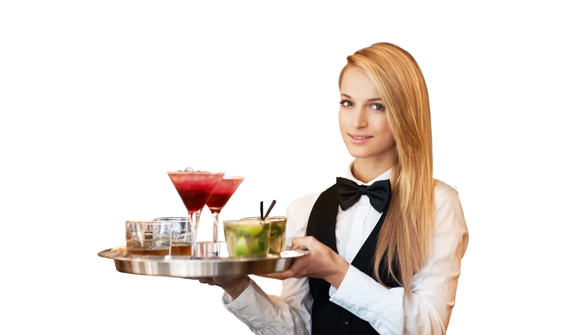 Equipe servindo bebidas